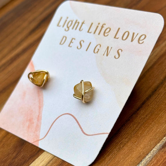 Wire Wrapped Gemstone Studs - Sunrise