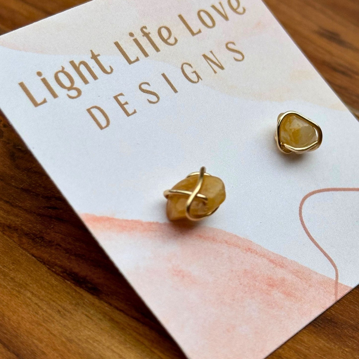 Wire Wrapped Gemstone Studs - Sunrise