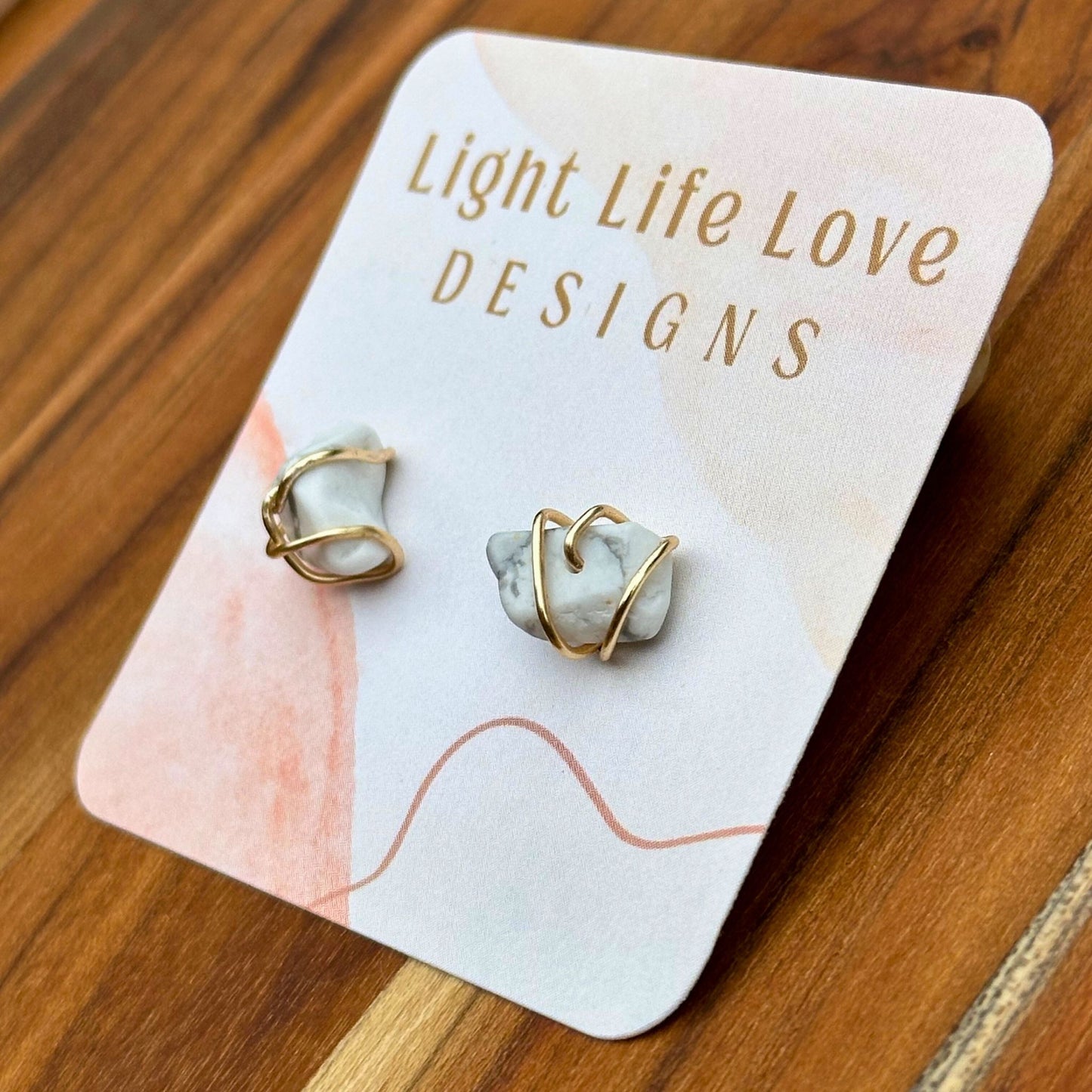 Wire Wrapped Howlite Studs