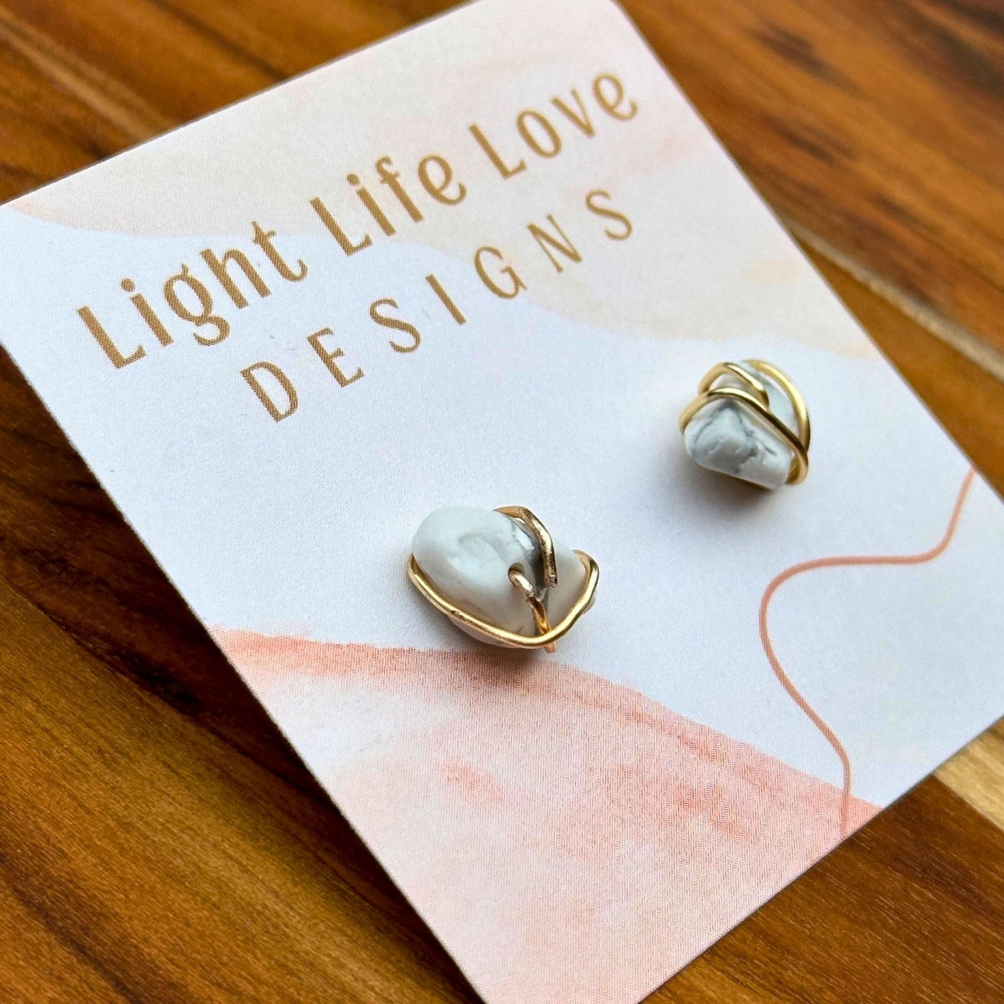 Wire Wrapped Howlite Studs