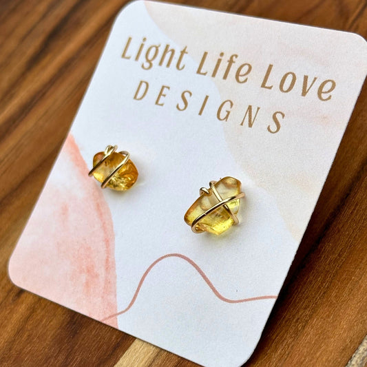 Wire Wrapped Citrine Studs