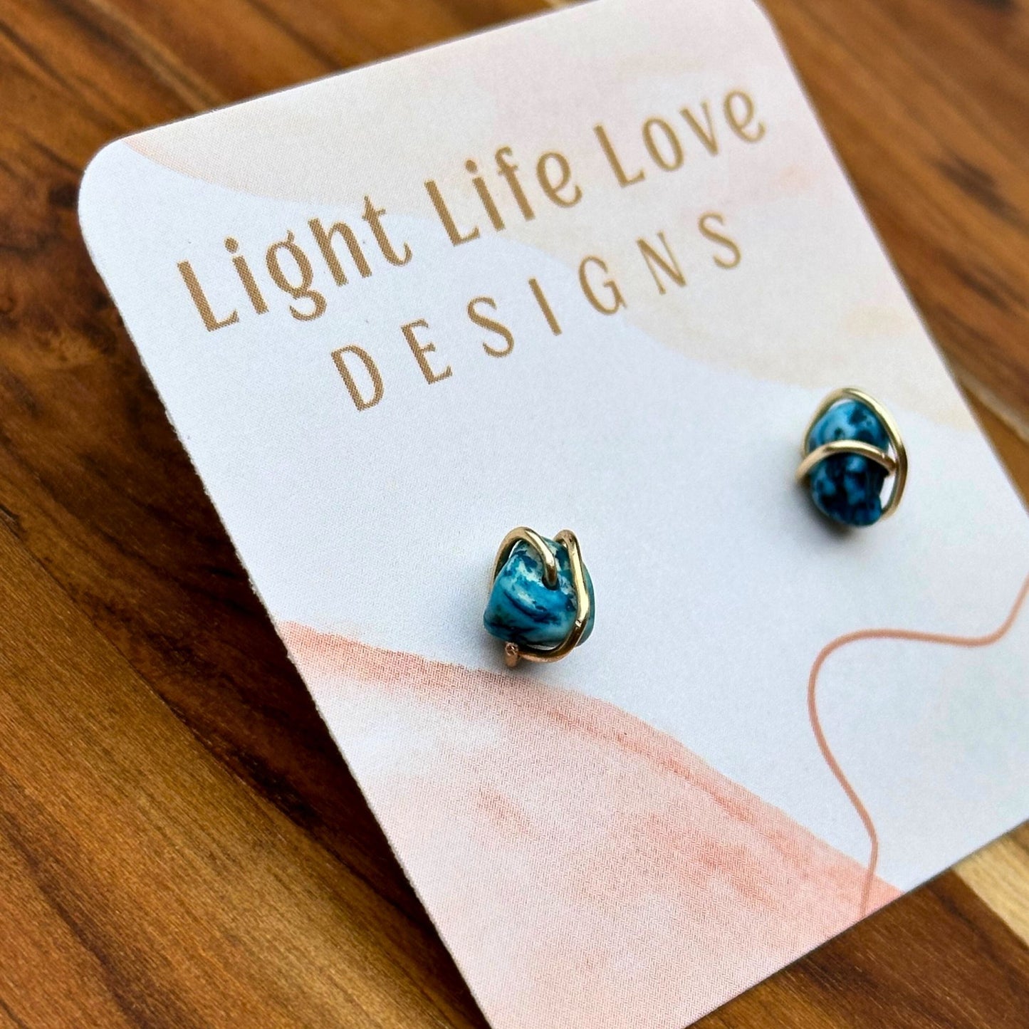 Wire Wrapped Turquoise Studs