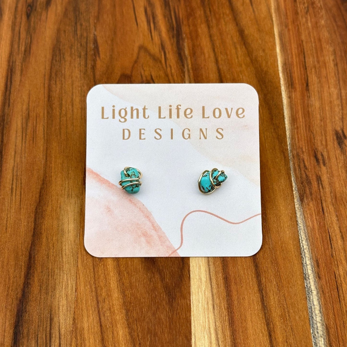 Wire Wrapped Turquoise Studs