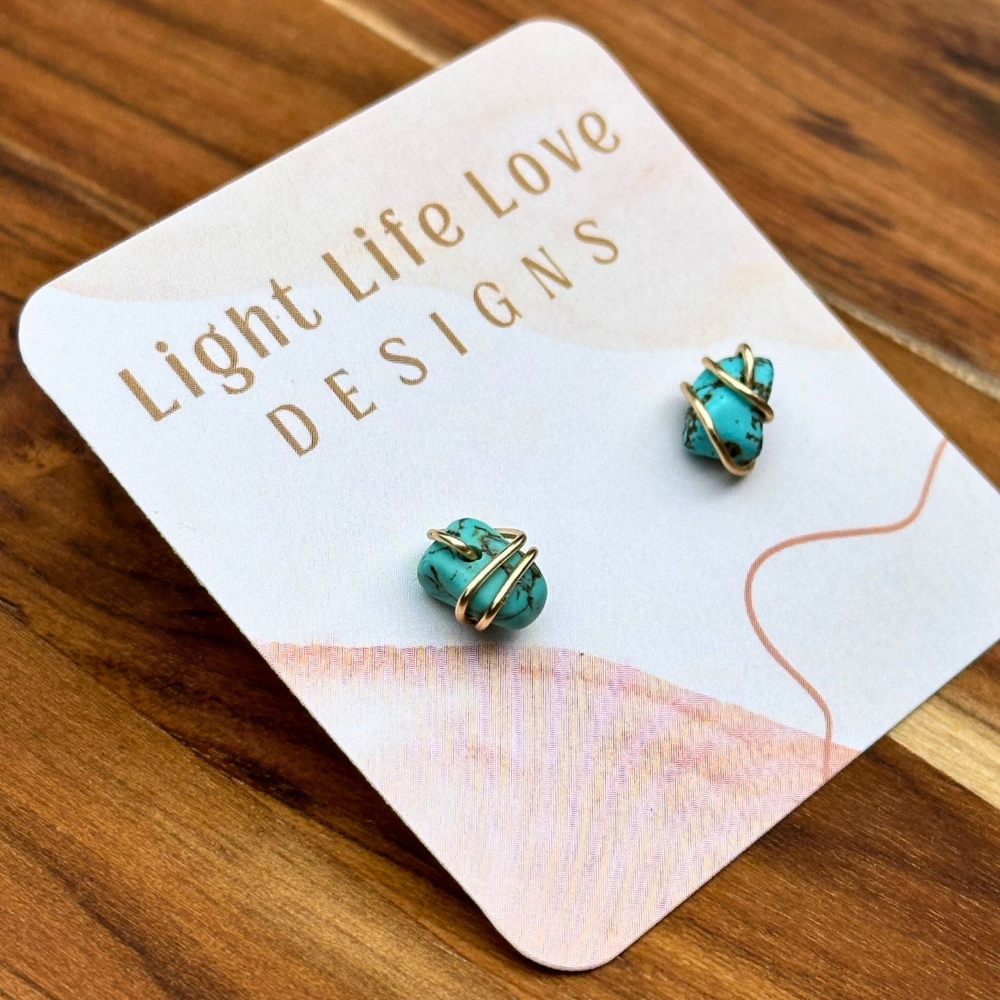 Wire Wrapped Turquoise Studs