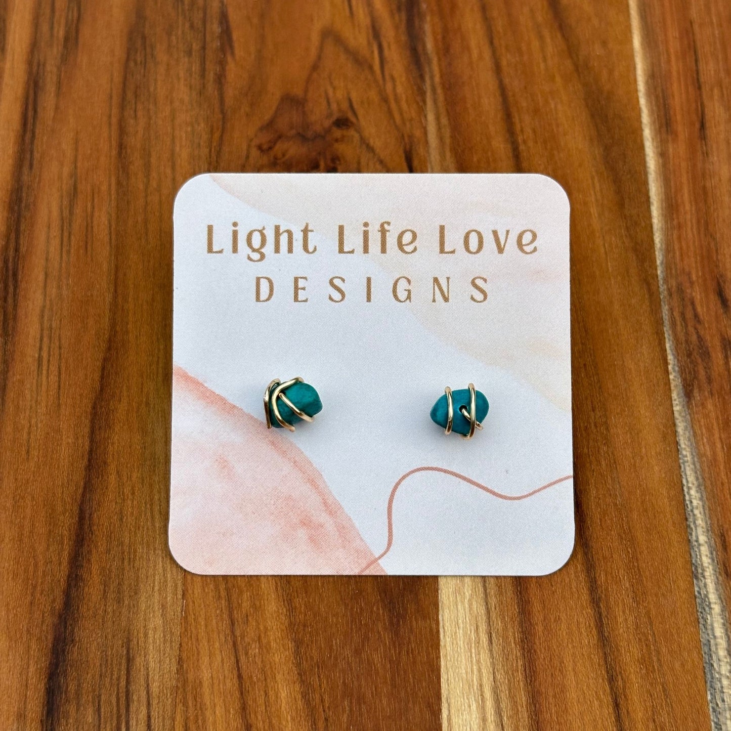 Wire Wrapped Turquoise Studs