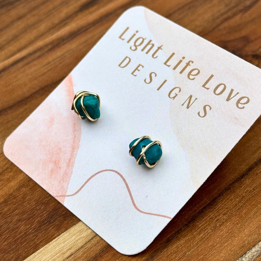 Wire Wrapped Turquoise Studs