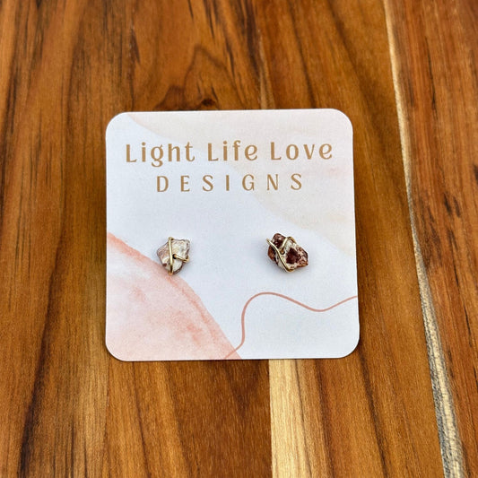 Wire Wrapped Gemstone Studs - Georgia Clay