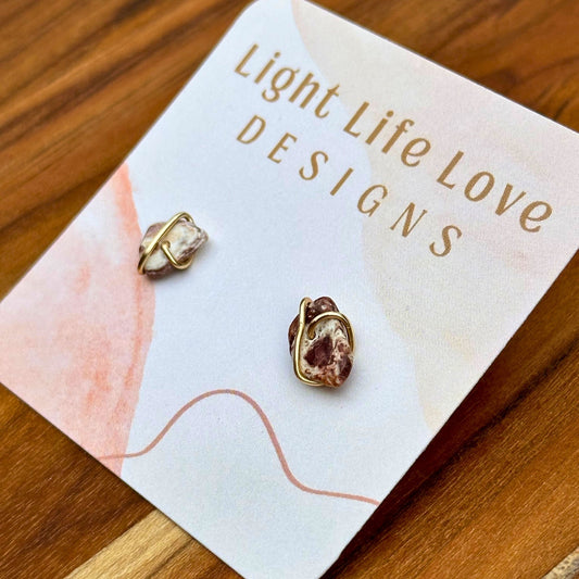 Wire Wrapped Gemstone Studs - Georgia Clay