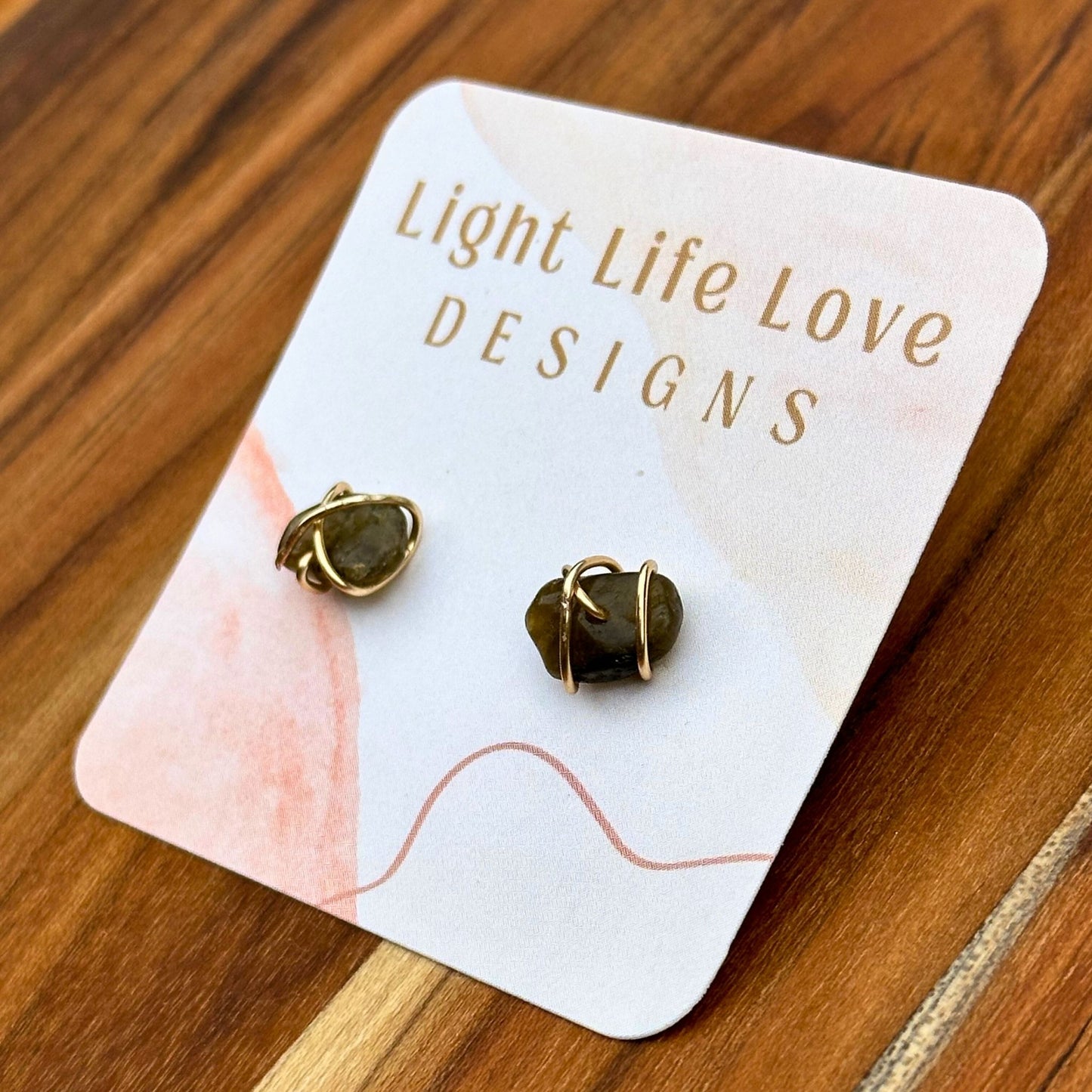 Wire Wrapped Gemstone Studs - Storm Cloud