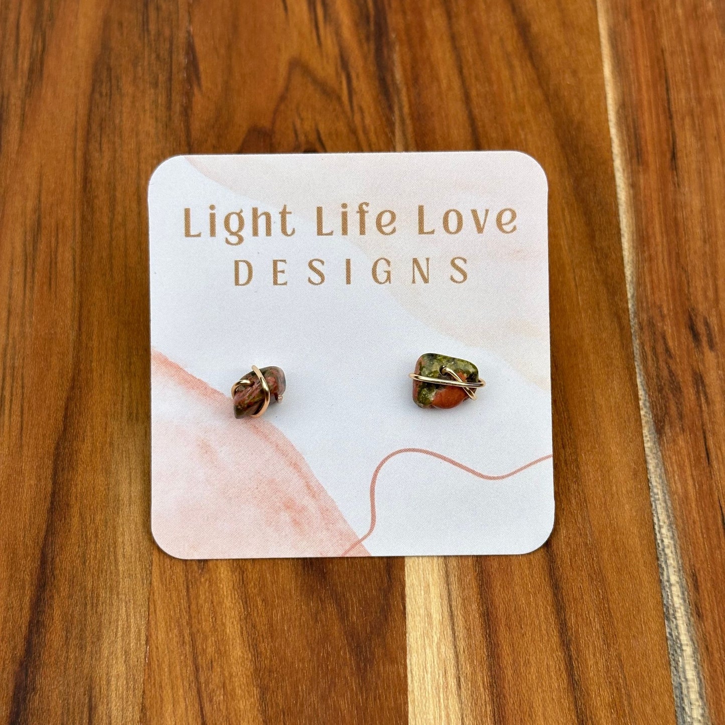 Wire Wrapped Unakite Studs