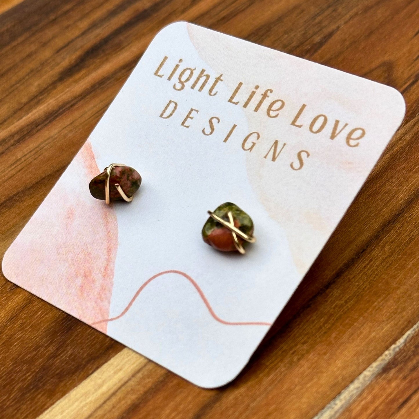 Wire Wrapped Unakite Studs