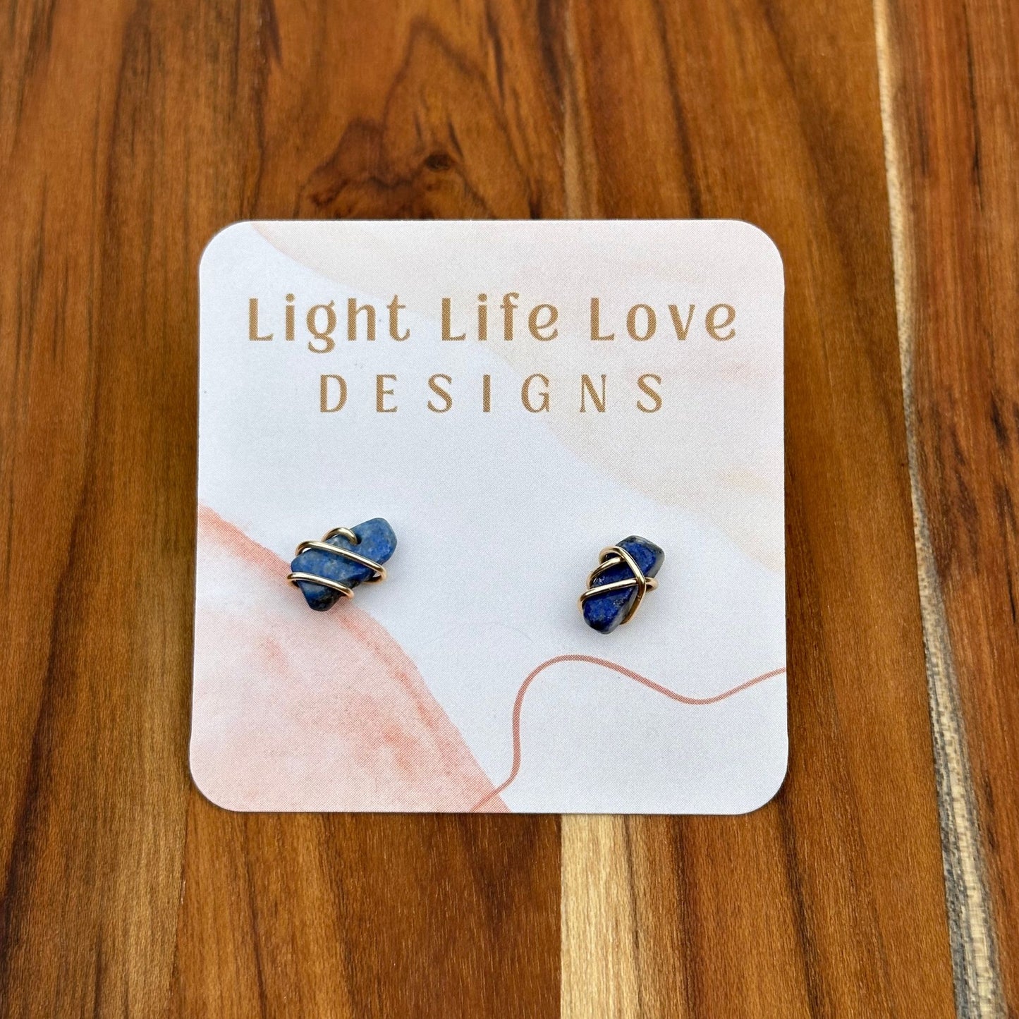 Wire Wrapped Lapis Studs