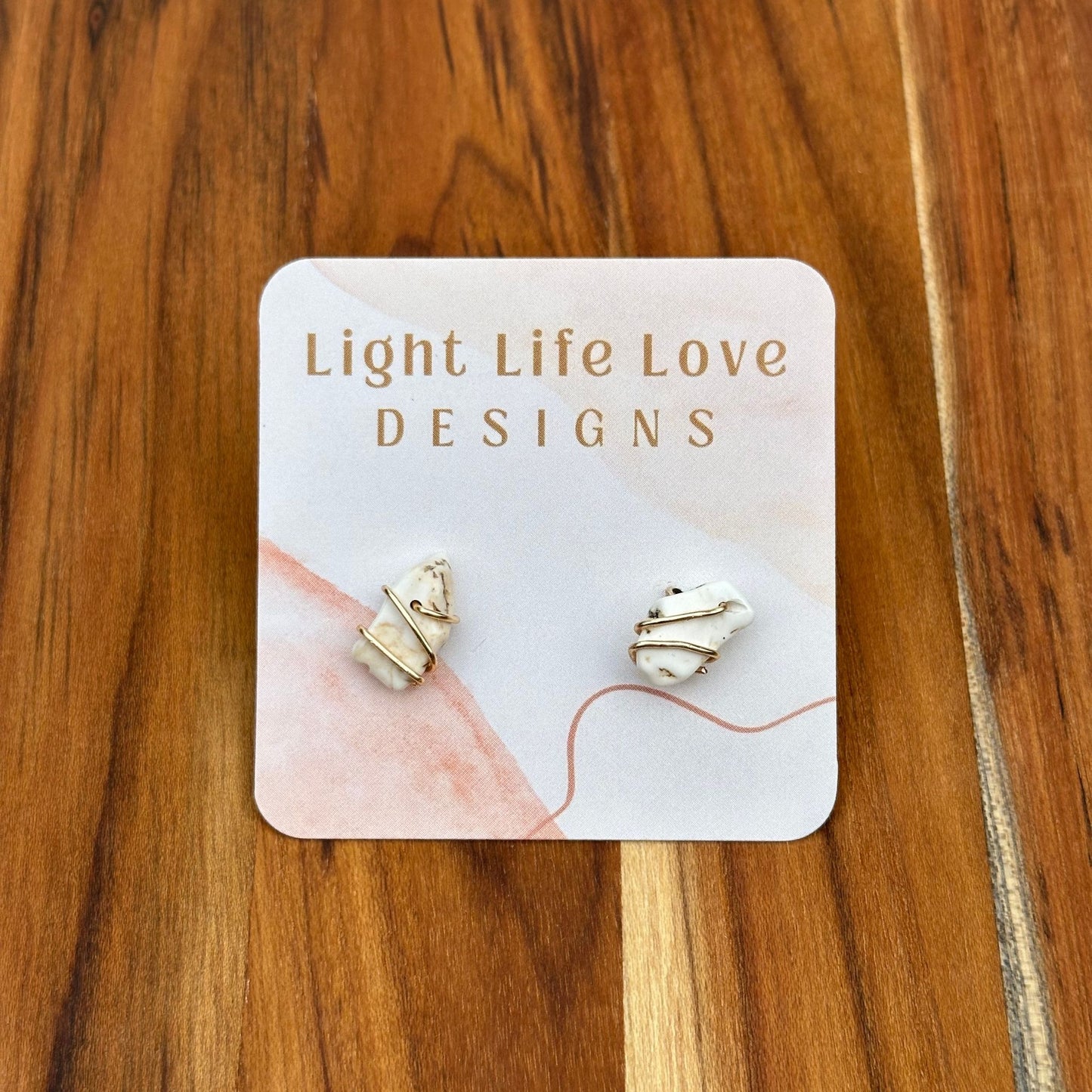 Wire Wrapped Howlite Studs