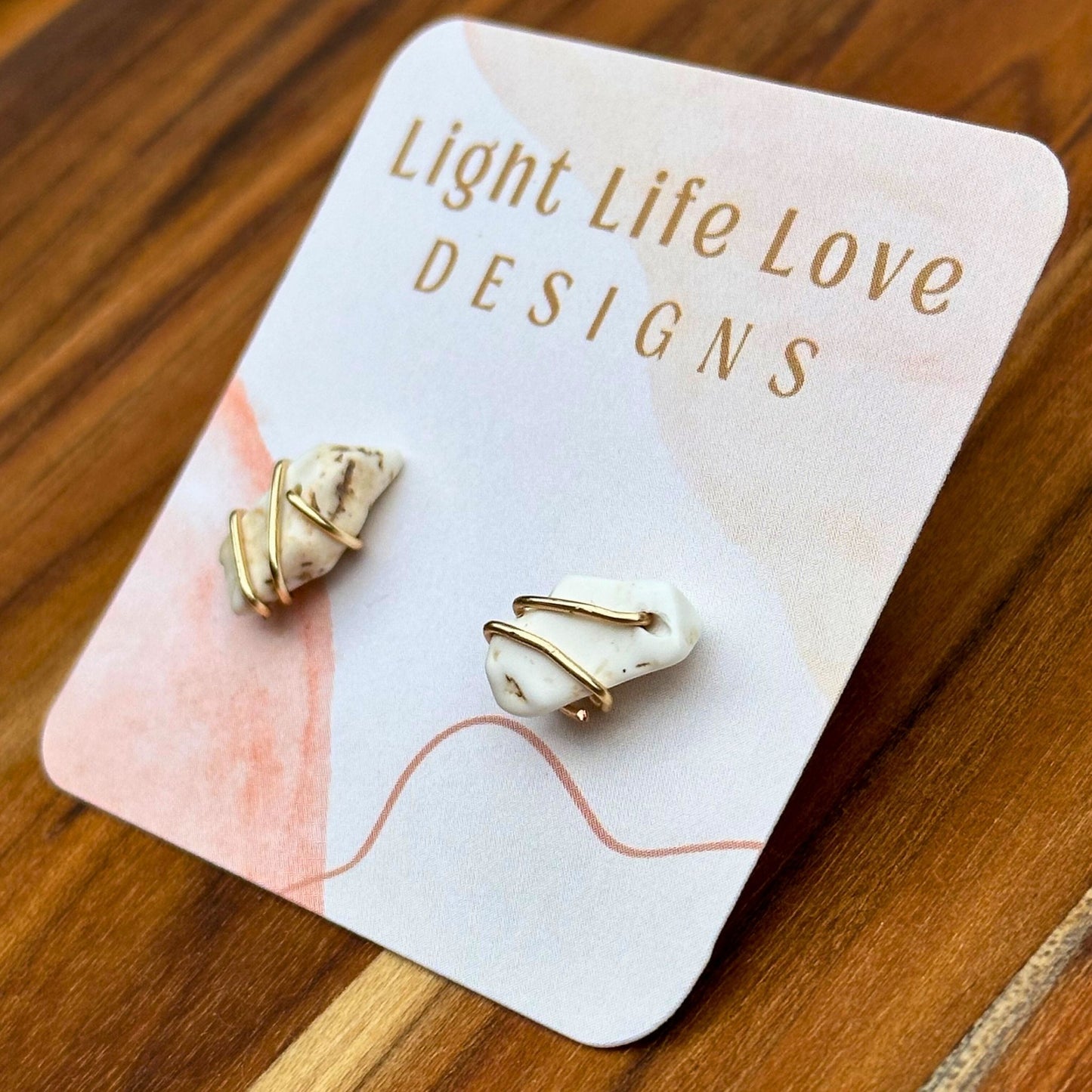 Wire Wrapped Howlite Studs