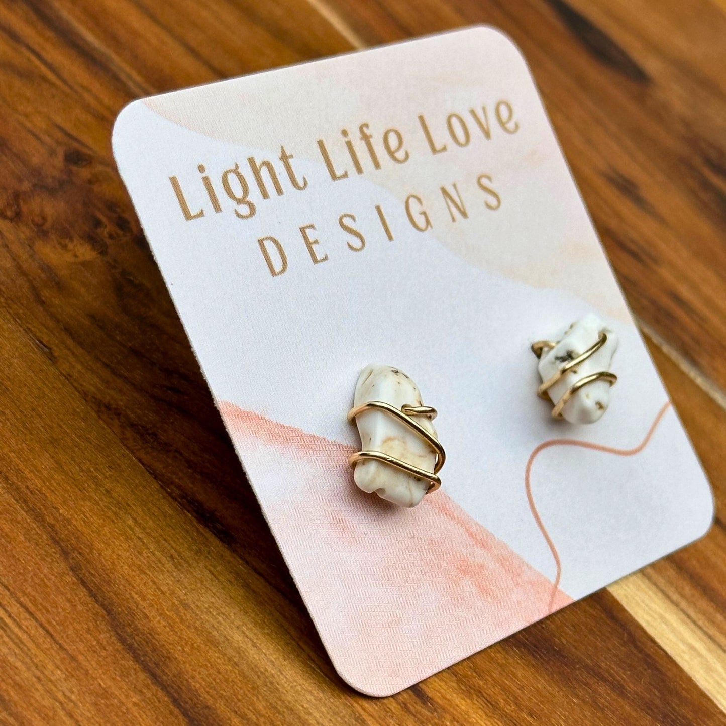 Wire Wrapped Howlite Studs