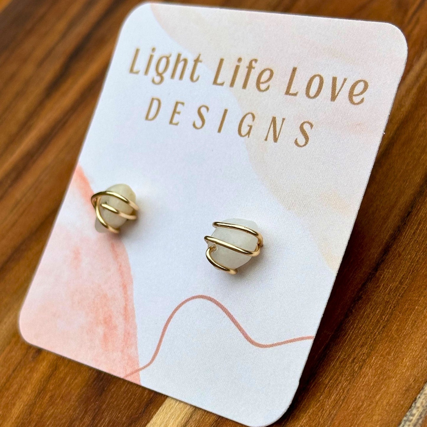 Wire Wrapped Moonstone Studs