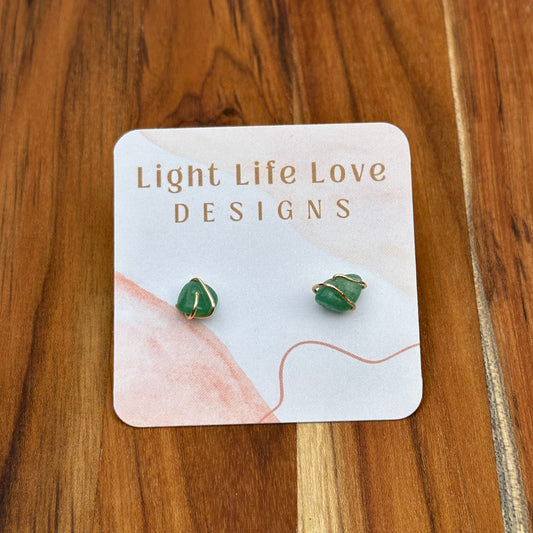 Wire Wrapped Aventurine Studs